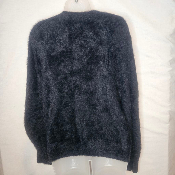 Banana Republic NWOT Black Eyelash Fuzzy Sweater Button Detail Retail - Picture 3 of 9